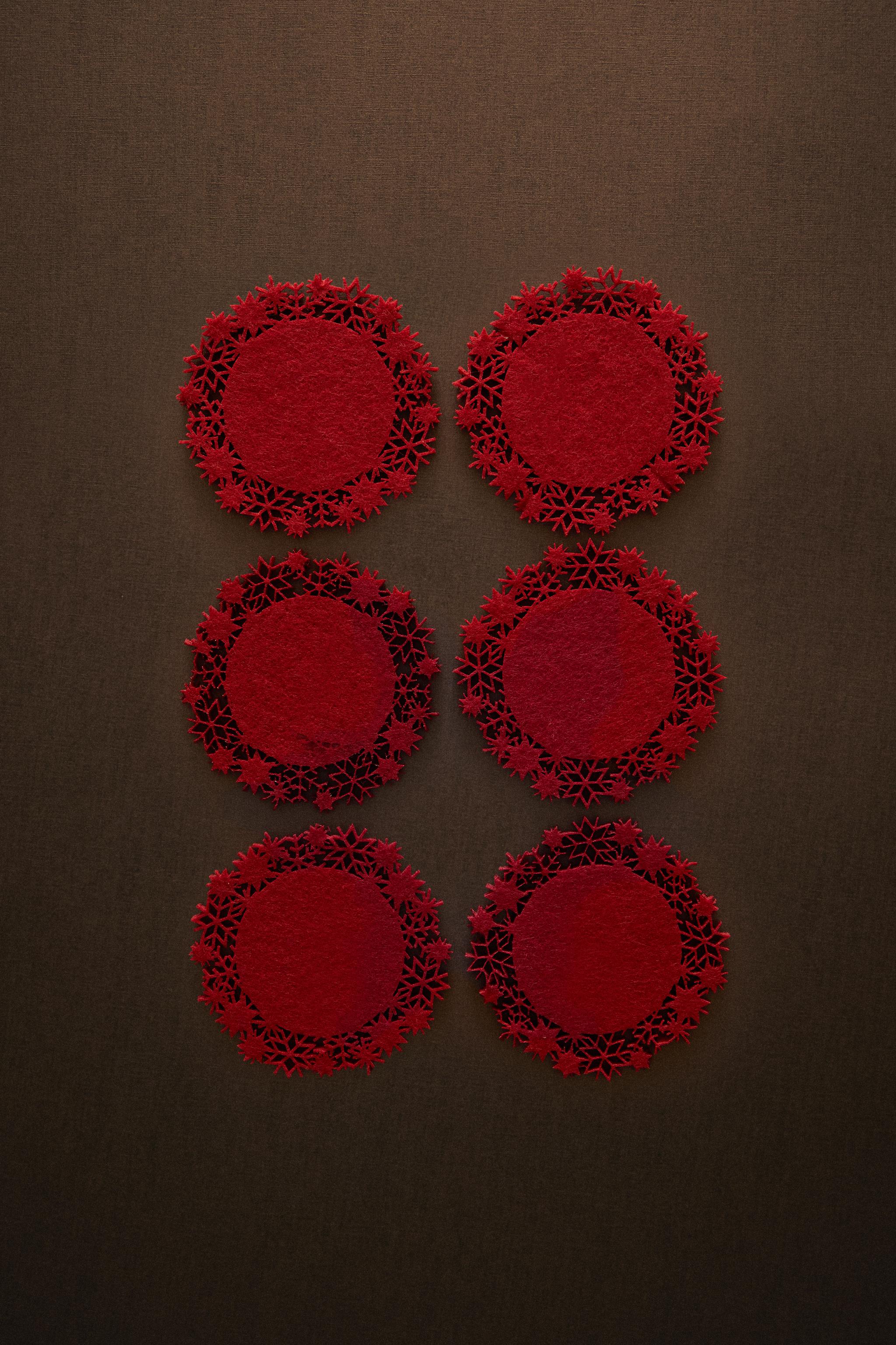 SET OF CHRISTMAS SNOWFLAKE FELT COASTERS (SET OF 6)
